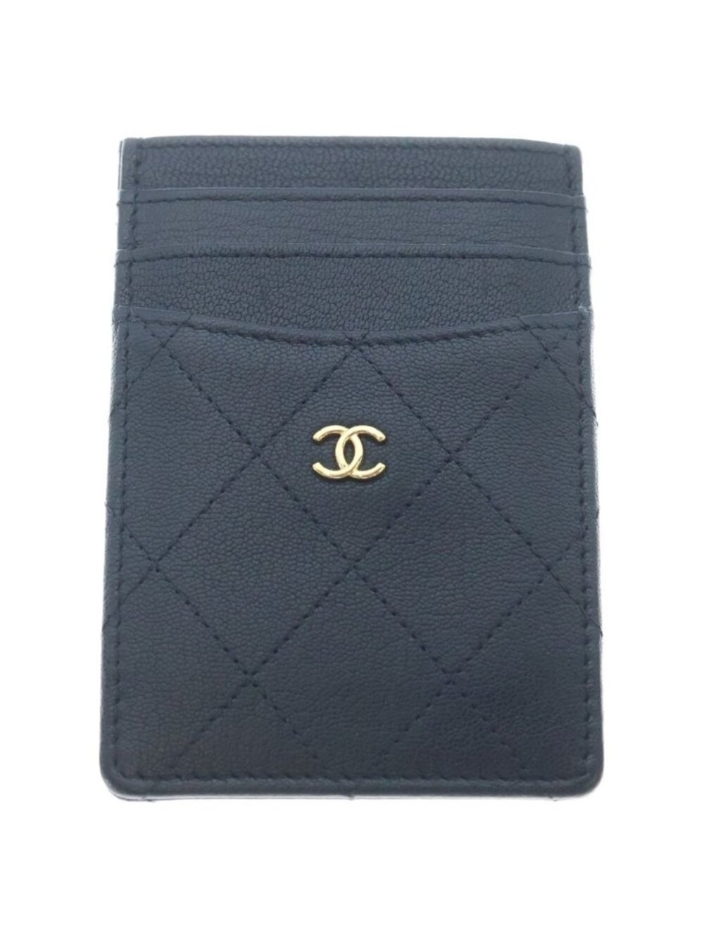 Chanel CC Logo Leather Card Case Black